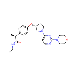 CCNC(=O)[C@@H](C)c1ccc(O[C@@H]2CCN(c3ccnc(N4CCOCC4)n3)C2)cc1 ZINC001772586770