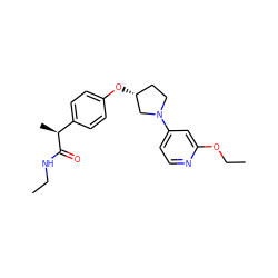 CCNC(=O)[C@@H](C)c1ccc(O[C@@H]2CCN(c3ccnc(OCC)c3)C2)cc1 ZINC001772636941