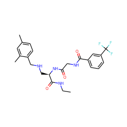 CCNC(=O)[C@@H](CNCc1ccc(C)cc1C)NC(=O)CNC(=O)c1cccc(C(F)(F)F)c1 ZINC000028952302