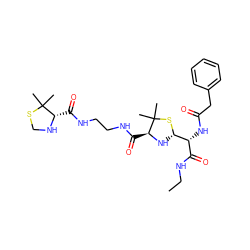 CCNC(=O)[C@@H](NC(=O)Cc1ccccc1)[C@@H]1N[C@@H](C(=O)NCCNC(=O)[C@@H]2NCSC2(C)C)C(C)(C)S1 ZINC000014943087