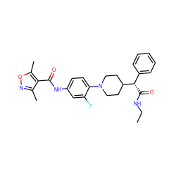 CCNC(=O)[C@@H](c1ccccc1)C1CCN(c2ccc(NC(=O)c3c(C)noc3C)cc2F)CC1 ZINC000096272903