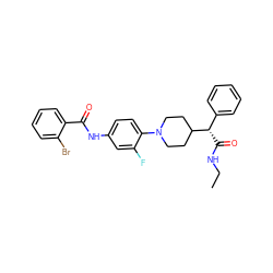 CCNC(=O)[C@@H](c1ccccc1)C1CCN(c2ccc(NC(=O)c3ccccc3Br)cc2F)CC1 ZINC000096272901