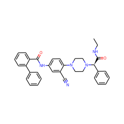 CCNC(=O)[C@@H](c1ccccc1)N1CCN(c2ccc(NC(=O)c3ccccc3-c3ccccc3)cc2C#N)CC1 ZINC000072181366