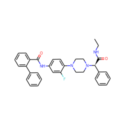 CCNC(=O)[C@@H](c1ccccc1)N1CCN(c2ccc(NC(=O)c3ccccc3-c3ccccc3)cc2F)CC1 ZINC000072181721