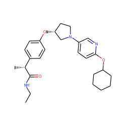 CCNC(=O)[C@H](C)c1ccc(O[C@@H]2CCN(c3ccc(OC4CCCCC4)nc3)C2)cc1 ZINC001772639475