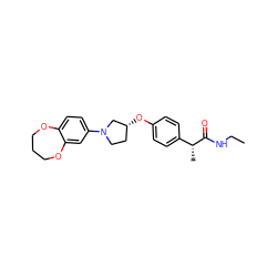 CCNC(=O)[C@H](C)c1ccc(O[C@@H]2CCN(c3ccc4c(c3)OCCCO4)C2)cc1 ZINC001772637152