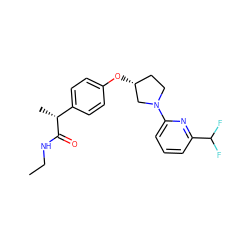 CCNC(=O)[C@H](C)c1ccc(O[C@@H]2CCN(c3cccc(C(F)F)n3)C2)cc1 ZINC001772587921