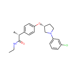 CCNC(=O)[C@H](C)c1ccc(O[C@@H]2CCN(c3cccc(Cl)c3)C2)cc1 ZINC001772574185