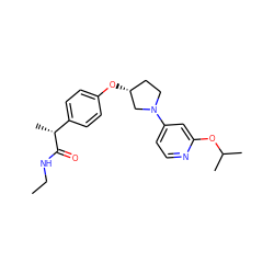 CCNC(=O)[C@H](C)c1ccc(O[C@@H]2CCN(c3ccnc(OC(C)C)c3)C2)cc1 ZINC001772583620