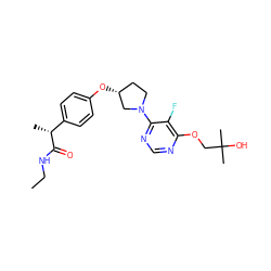 CCNC(=O)[C@H](C)c1ccc(O[C@@H]2CCN(c3ncnc(OCC(C)(C)O)c3F)C2)cc1 ZINC001772601325