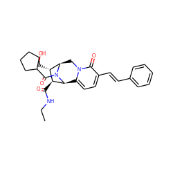 CCNC(=O)[C@H]1[C@H](CO)[C@H]2Cn3c(ccc(/C=C/c4ccccc4)c3=O)[C@@H]1N2C(=O)C1CCCC1 ZINC000095793557