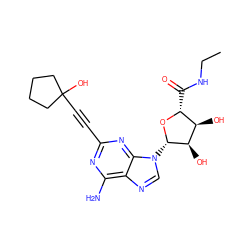 CCNC(=O)[C@H]1O[C@@H](n2cnc3c(N)nc(C#CC4(O)CCCC4)nc32)[C@H](O)[C@@H]1O ZINC000012405623