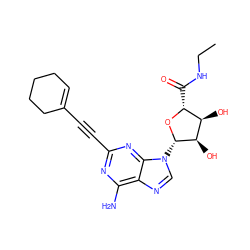 CCNC(=O)[C@H]1O[C@@H](n2cnc3c(N)nc(C#CC4=CCCCC4)nc32)[C@H](O)[C@@H]1O ZINC000012405636