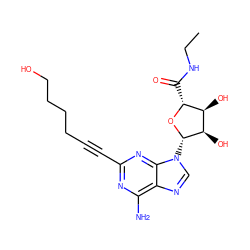 CCNC(=O)[C@H]1O[C@@H](n2cnc3c(N)nc(C#CCCCCO)nc32)[C@H](O)[C@@H]1O ZINC000012405614