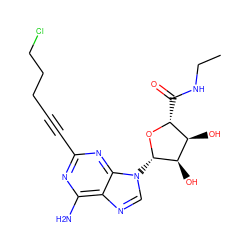 CCNC(=O)[C@H]1O[C@@H](n2cnc3c(N)nc(C#CCCCCl)nc32)[C@H](O)[C@@H]1O ZINC000012405633