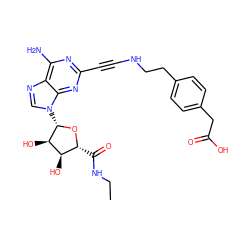 CCNC(=O)[C@H]1O[C@@H](n2cnc3c(N)nc(C#CNCCc4ccc(CC(=O)O)cc4)nc32)[C@H](O)[C@@H]1O ZINC000049020980