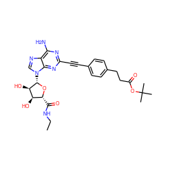 CCNC(=O)[C@H]1O[C@@H](n2cnc3c(N)nc(C#Cc4ccc(CCC(=O)OC(C)(C)C)cc4)nc32)[C@H](O)[C@@H]1O ZINC000049802267
