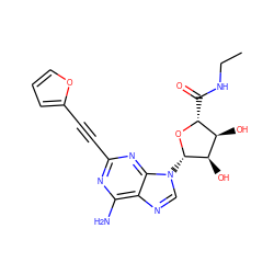 CCNC(=O)[C@H]1O[C@@H](n2cnc3c(N)nc(C#Cc4ccco4)nc32)[C@H](O)[C@@H]1O ZINC000012405843