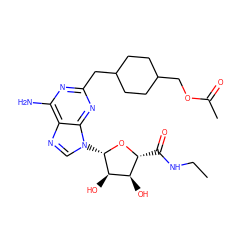 CCNC(=O)[C@H]1O[C@@H](n2cnc3c(N)nc(CC4CCC(COC(C)=O)CC4)nc32)[C@H](O)[C@@H]1O ZINC000049015900