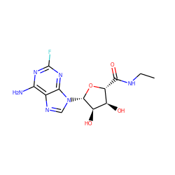 CCNC(=O)[C@H]1O[C@@H](n2cnc3c(N)nc(F)nc32)[C@H](O)[C@@H]1O ZINC000084704421