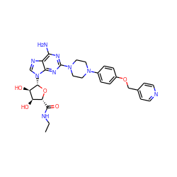 CCNC(=O)[C@H]1O[C@@H](n2cnc3c(N)nc(N4CCN(c5ccc(OCc6ccncc6)cc5)CC4)nc32)[C@H](O)[C@@H]1O ZINC000299861176