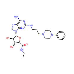 CCNC(=O)[C@H]1O[C@@H](n2cnc3c(N)nc(NCCCN4CCN(c5ccccc5)CC4)nc32)[C@H](O)[C@@H]1O ZINC000299854906