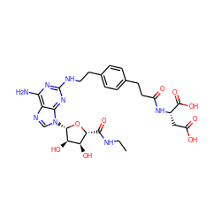 CCNC(=O)[C@H]1O[C@@H](n2cnc3c(N)nc(NCCc4ccc(CCC(=O)N[C@@H](CC(=O)O)C(=O)O)cc4)nc32)[C@H](O)[C@@H]1O ZINC000082152160