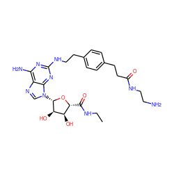 CCNC(=O)[C@H]1O[C@@H](n2cnc3c(N)nc(NCCc4ccc(CCC(=O)NCCN)cc4)nc32)[C@H](O)[C@@H]1O ZINC000003944528