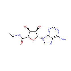 CCNC(=O)[C@H]1O[C@@H](n2cnc3c(N)ncnc32)[C@H](O)[C@@H]1O ZINC000003995401