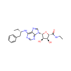 CCNC(=O)[C@H]1O[C@@H](n2cnc3c(N[C@@H](CC)Cc4ccccc4)ncnc32)[C@H](O)[C@@H]1O ZINC000049113115