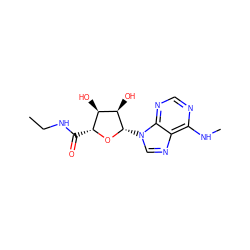 CCNC(=O)[C@H]1O[C@@H](n2cnc3c(NC)ncnc32)[C@H](O)[C@@H]1O ZINC000029051936