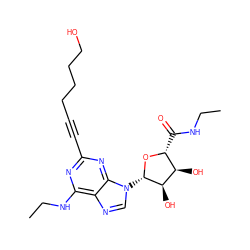 CCNC(=O)[C@H]1O[C@@H](n2cnc3c(NCC)nc(C#CCCCCO)nc32)[C@H](O)[C@@H]1O ZINC000034800737