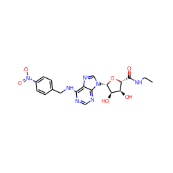 CCNC(=O)[C@H]1O[C@@H](n2cnc3c(NCc4ccc([N+](=O)[O-])cc4)ncnc32)[C@H](O)[C@@H]1O ZINC000012405579