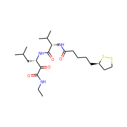 CCNC(=O)C(=O)[C@H](CC(C)C)NC(=O)[C@@H](NC(=O)CCCC[C@@H]1CCSS1)C(C)C ZINC000028563022