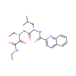 CCNC(=O)C(=O)[C@H](CC)NC(=O)[C@H](CC(C)C)NC(=O)c1ccc2ccccc2n1 ZINC000013759593