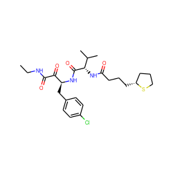 CCNC(=O)C(=O)[C@H](Cc1ccc(Cl)cc1)NC(=O)[C@@H](NC(=O)CCC[C@@H]1CCCS1)C(C)C ZINC000028530911