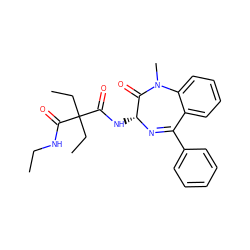 CCNC(=O)C(CC)(CC)C(=O)N[C@H]1N=C(c2ccccc2)c2ccccc2N(C)C1=O ZINC000028822900