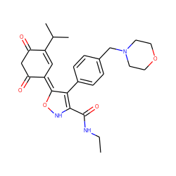 CCNC(=O)C1=C(c2ccc(CN3CCOCC3)cc2)/C(=C2\C=C(C(C)C)C(=O)CC2=O)ON1 ZINC000014974931