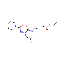 CCNC(=O)CCCNC(=O)[C@H](CC(C)C)NC(=O)N1CCOCC1 ZINC000026737445