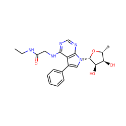 CCNC(=O)CNc1ncnc2c1c(-c1ccccc1)cn2[C@@H]1O[C@H](C)[C@@H](O)[C@H]1O ZINC000013676873