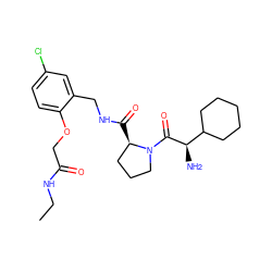 CCNC(=O)COc1ccc(Cl)cc1CNC(=O)[C@@H]1CCCN1C(=O)[C@H](N)C1CCCCC1 ZINC000003831796