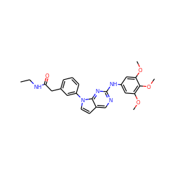 CCNC(=O)Cc1cccc(-n2ccc3cnc(Nc4cc(OC)c(OC)c(OC)c4)nc32)c1 ZINC000036348778