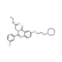 CCNC(=O)Cn1c(-c2cccc(Cl)c2)nc2ccc(OCCCN3CCCCC3)cc2c1=O ZINC000066066294