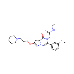 CCNC(=O)Cn1c(-c2cccc(OC)c2)cn2cc(OCCCN3CCCCC3)cc2c1=O ZINC000058591135