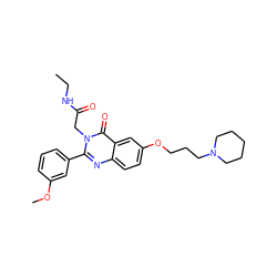 CCNC(=O)Cn1c(-c2cccc(OC)c2)nc2ccc(OCCCN3CCCCC3)cc2c1=O ZINC000066074430