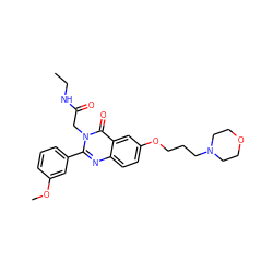 CCNC(=O)Cn1c(-c2cccc(OC)c2)nc2ccc(OCCCN3CCOCC3)cc2c1=O ZINC000066078127