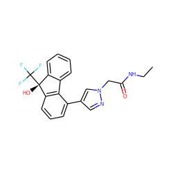 CCNC(=O)Cn1cc(-c2cccc3c2-c2ccccc2[C@@]3(O)C(F)(F)F)cn1 ZINC000144873180