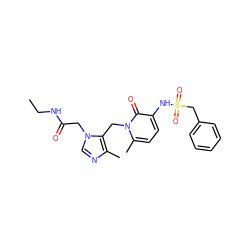 CCNC(=O)Cn1cnc(C)c1Cn1c(C)ccc(NS(=O)(=O)Cc2ccccc2)c1=O ZINC000029125880