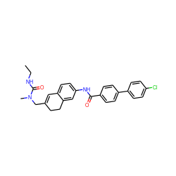 CCNC(=O)N(C)CC1=Cc2ccc(NC(=O)c3ccc(-c4ccc(Cl)cc4)cc3)cc2CC1 ZINC000072118518