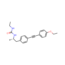 CCNC(=O)N[C@@H](C)Cc1ccc(C#Cc2ccc(OCC)cc2)cc1 ZINC000113413898